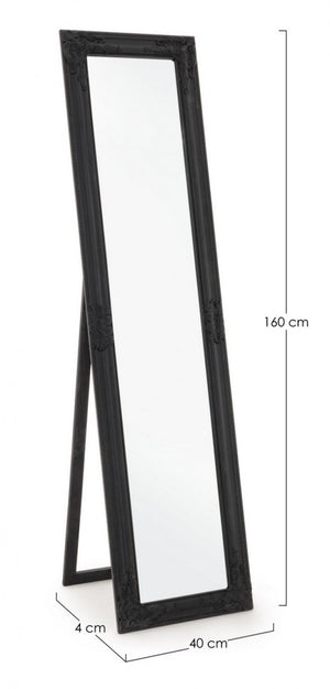 Specchio da Terra Legno Nero Classico da Interno 40x160 cm - HALL