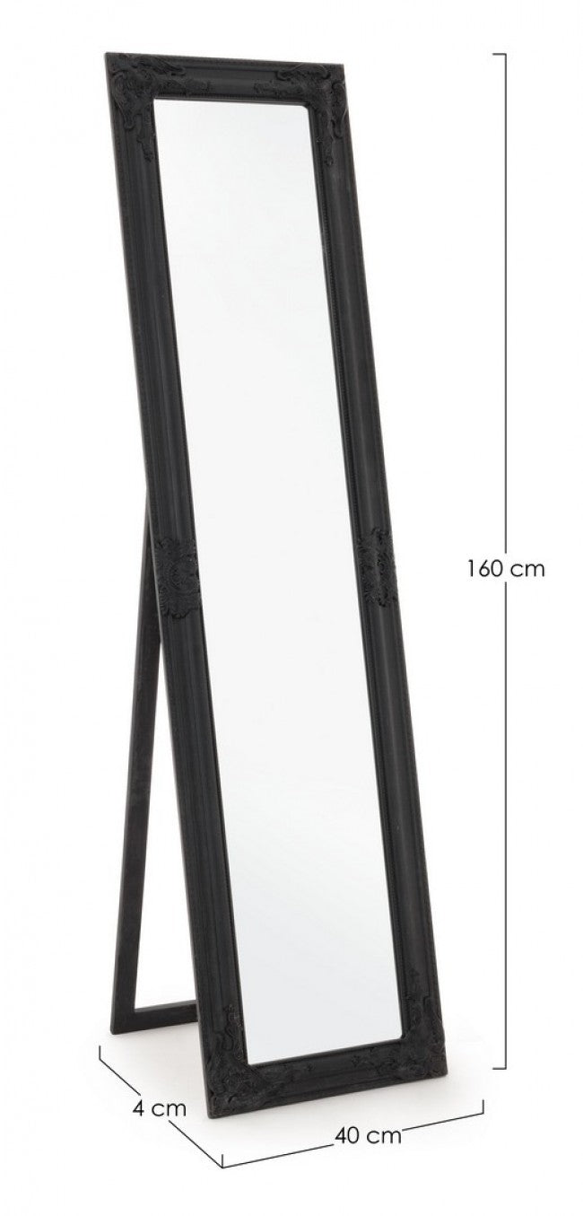 Specchio da Terra Legno Nero Classico da Interno 40x160 cm - HALL