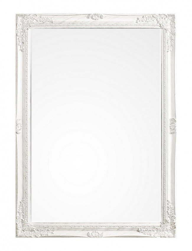 Specchio Legno Bianco Classico da Parete 72x102 cm - HALL
