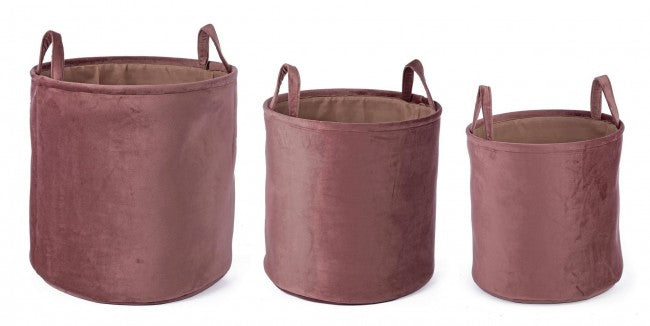 Set 3 Portaoggetti Poliestere Rosa Moderni da Interno - MIN-JUN