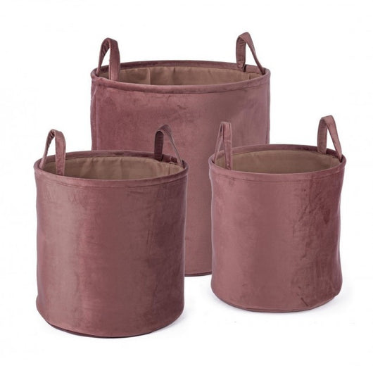Set 3 Portaoggetti Poliestere Rosa Moderni da Interno - MIN-JUN