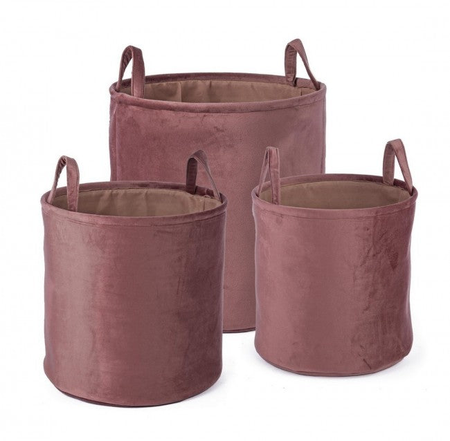 Set 3 Portaoggetti Poliestere Rosa Moderni da Interno - MIN-JUN