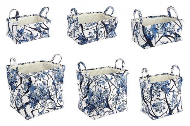 Set 2 Portaoggetti Plastica Bianco Blu Moderno da Interno - RALORA