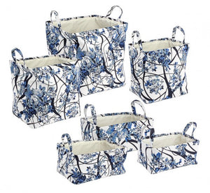 Set 2 Portaoggetti Plastica Bianco Blu Moderno da Interno - RALORA