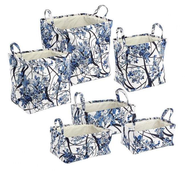 Set 2 Portaoggetti Plastica Bianco Blu Moderno da Interno - RALORA