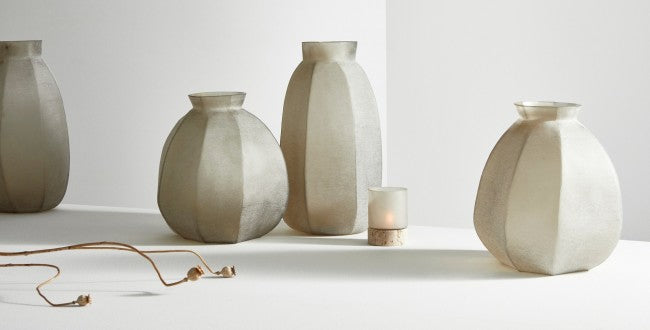 Vaso in Vetro Beige Moderno H13 cm - HASSAN