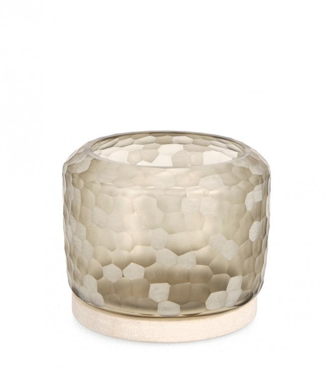 Porta Candela Vetro Beige Moderno H19 da Interno - HASSAN