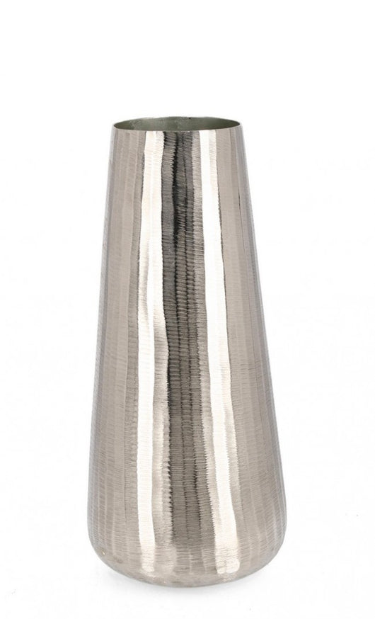 Porta Vaso Metallo Argentato Moderno H45 cm - MEI-JING