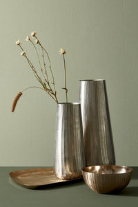 Porta Vaso Metallo Argentato Moderno H45 cm - MEI-JING