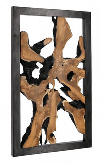 Decorazione Parete in Teak Nero Industriale da Interno 100x60 - MIA