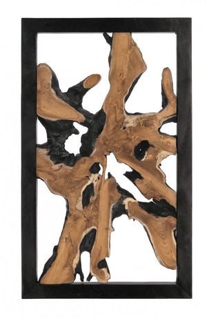 Decorazione Parete in Teak Nero Industriale da Interno 100x60 - MIA