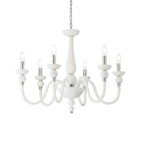 Lampadario Classico Doge Vetro Bianco 6 Luci E14