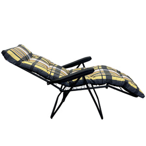 Marvin Sdraio da Giardino con Poggiapiedi Reclinabile Regolabile in 6 Posizioni Flock Poltrona c GIALLO/MARRONE SCOZZESE
