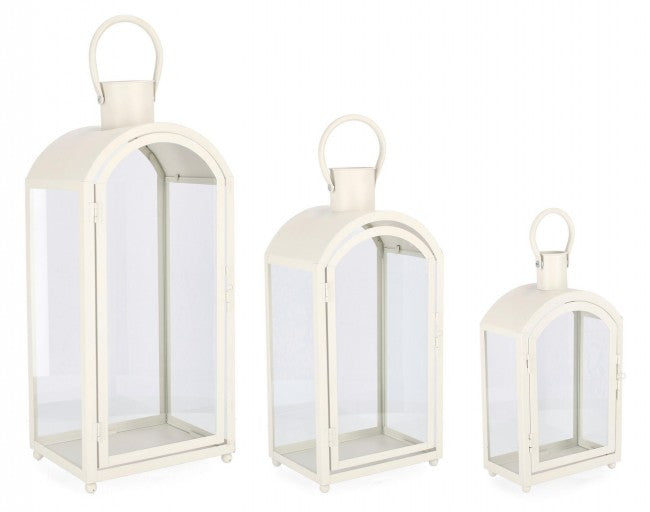Set 2 Lanterne Metallo Bianco da Interno - JUAN