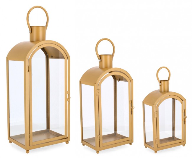 Set 2 Lanterne Metallo Giallo Moderne da Interno - JUAN