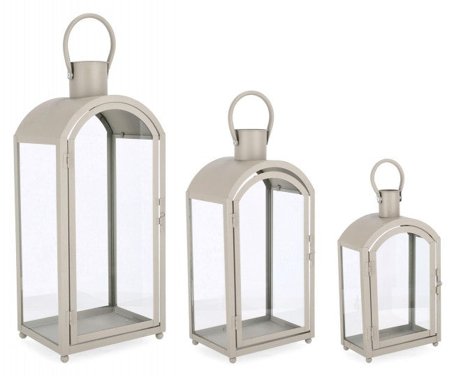 Set 2 Lanterne Metallo Grigio Moderne da Interno - JUAN