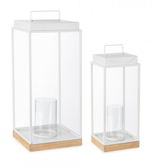 Set 2 Lanterne Metallo Bianco Moderno da Interno - SARAH