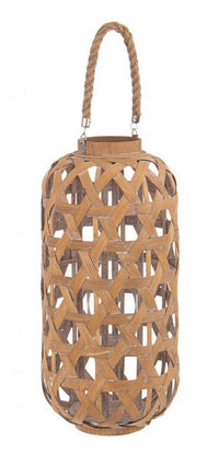 Set 2 Lanterne Bambù Marrone Boho da Esterno H56 cm - MOHAMMED