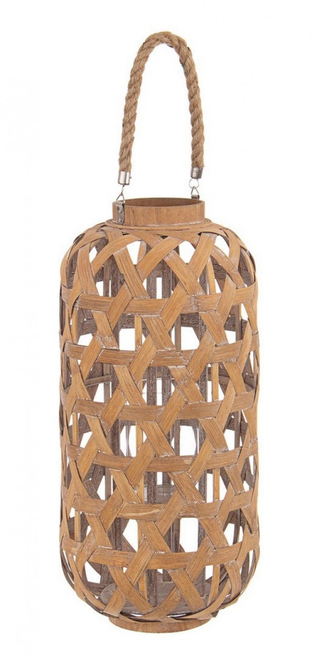 Set 2 Lanterne Bambù Marrone Boho da Esterno H56 cm - MOHAMMED