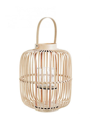 Set 2 Lanterne in Bambù Marrone Boho da Esterno H42,5 - RUSSELL