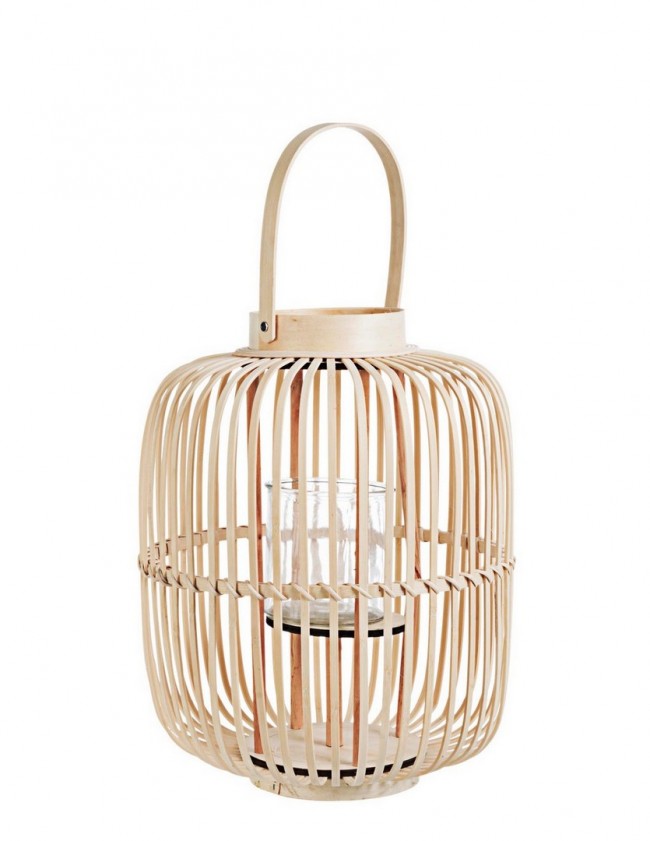 Set 2 Lanterne in Bambù Marrone Boho da Esterno H42,5 - RUSSELL