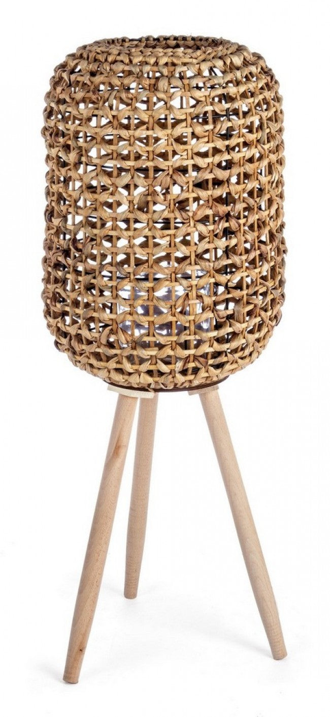Set 2 Lanterne Treppiede in Rattan Marrone Boho da Interno - ALEXANDER