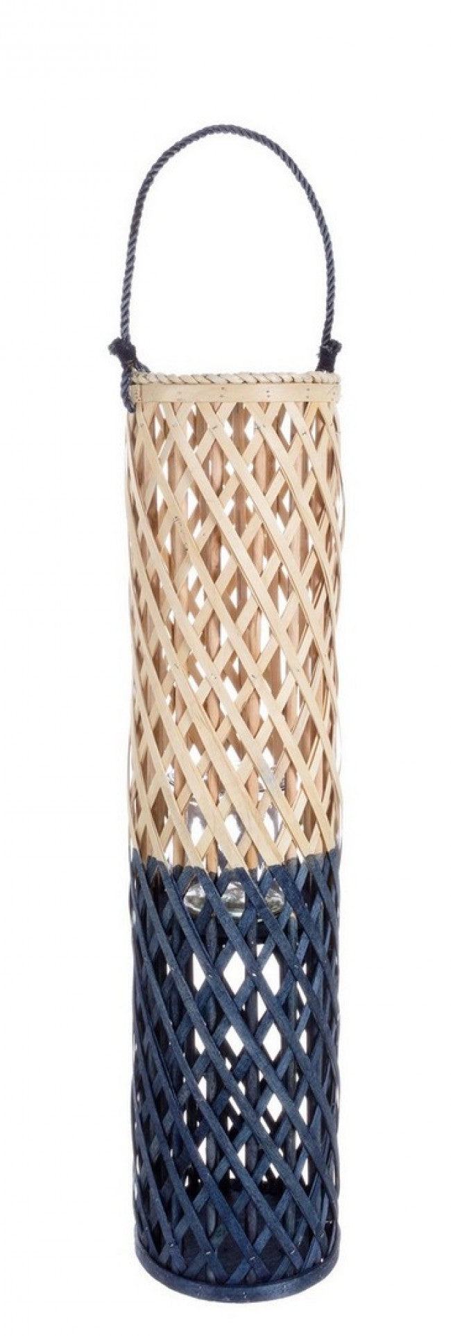 Set 6 Lanterne Legno Blu Boho da Esterno H80 cm - FLORES