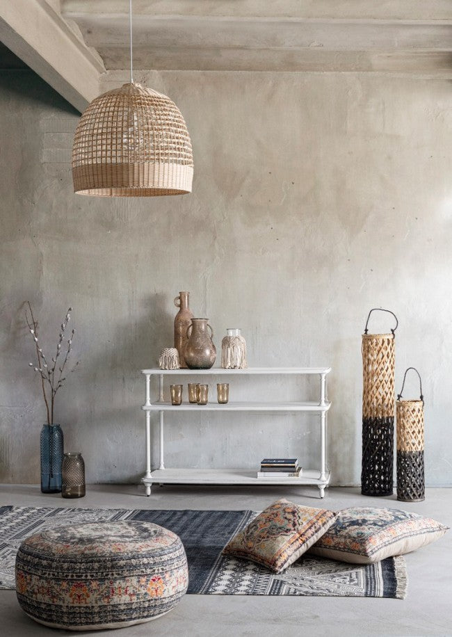 Set 6 Lanterne Legno Blu Boho da Esterno H80 cm - FLORES