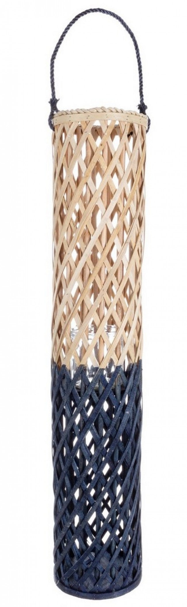 Set 4 Lanterne Legno Blu Boho da Esterno H100 cm - FLORES