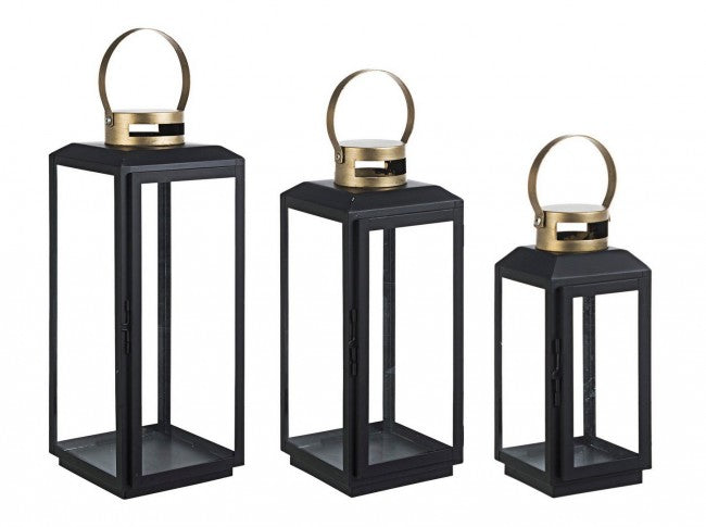 Lanterna Metallo Nero Oro Moderna da Interno - HUGHES