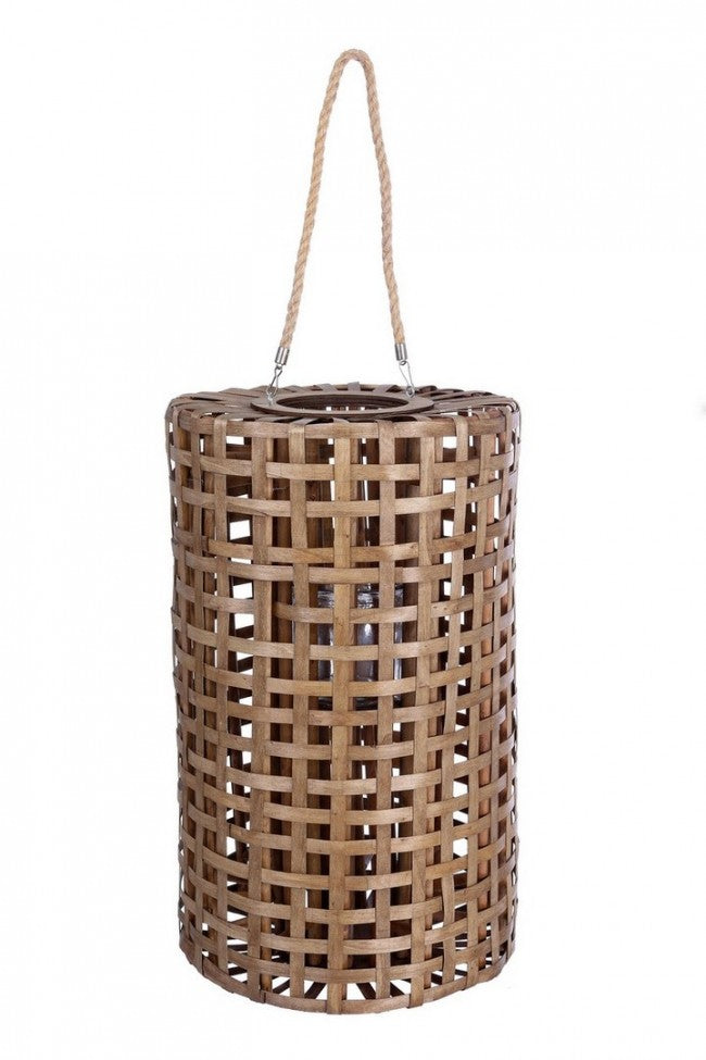 Set 2 Lanterne in Iuta Marrone Rustico da Esterno - LONG