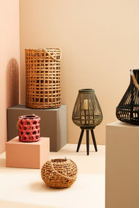 Set 2 Lanterne in Iuta Marrone Rustico da Esterno - LONG