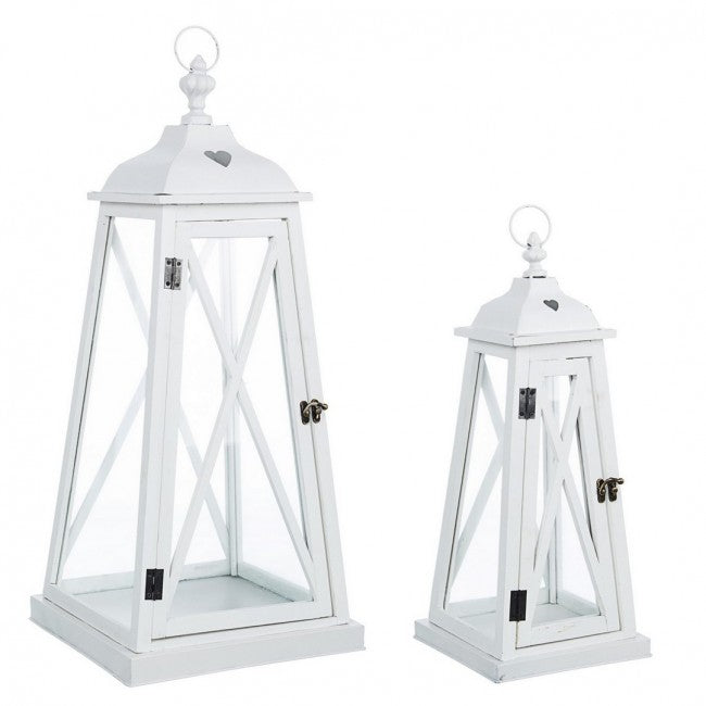 Lanterna Piramide Metallo Bianco Rustica da Interno - ROSS