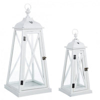 Lanterna Piramide Metallo Bianco Rustica da Interno - ROSS