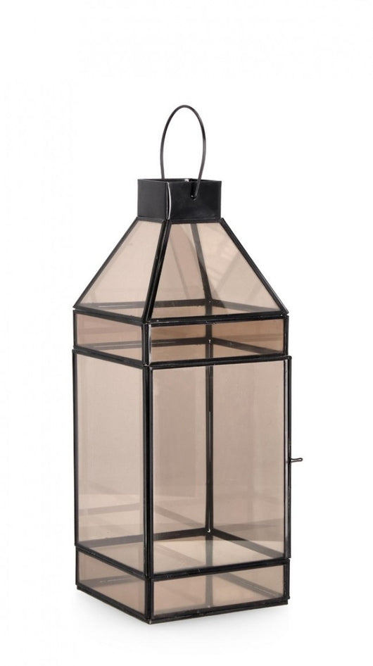 Lanterna in Vetro Nero Moderna da Interno H41 cm - WOOD