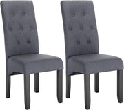 Sedie Sala da Pranzo per Cucina Ristorante Sedia Imbottita con Schienale senza Braccioli Tessuto di Lino Grigio Scuro BH106dgr-2