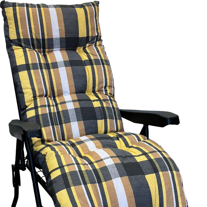 Marvin Sdraio da Giardino con Poggiapiedi Reclinabile Regolabile in 6 Posizioni Flock Poltrona c GIALLO/MARRONE SCOZZESE