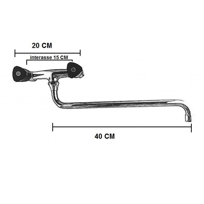 Rubinetto per cucina industriale con canna extralunga , a muro