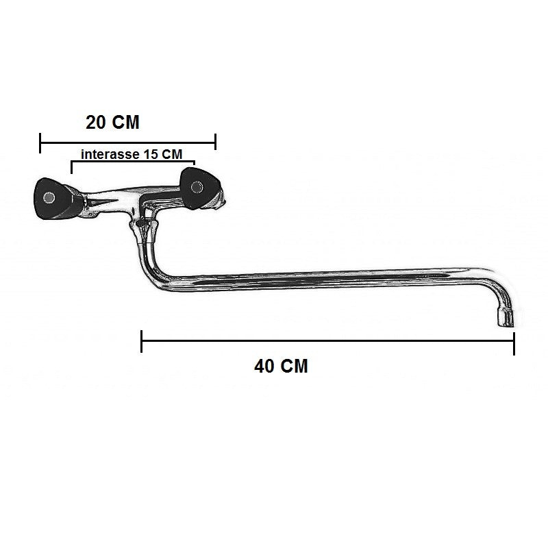 Rubinetto per cucina industriale con canna extralunga , a muro