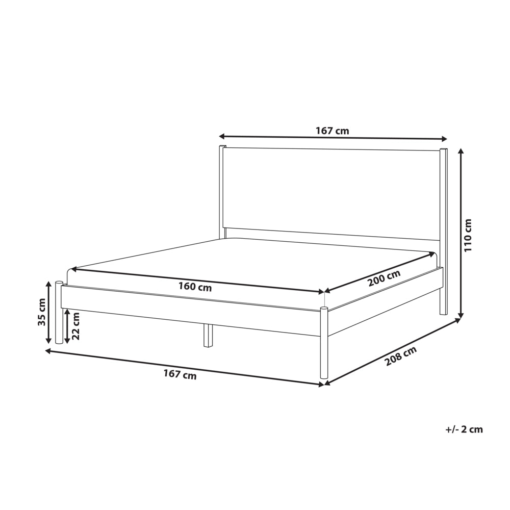 Letto minimalista con rete a doghe e testiera imbottita in legno di pino marrone chiaro 160 x 200 cm con base a doghe