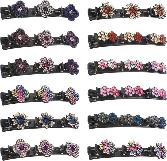 Set di 12 Clip per Capelli con Cristalli Scintillanti - Set di Clip per Capelli con Cristalli per Stili di Capelli - Adatti per Capelli Densi e Sottili - Per Donne e Ragazze
