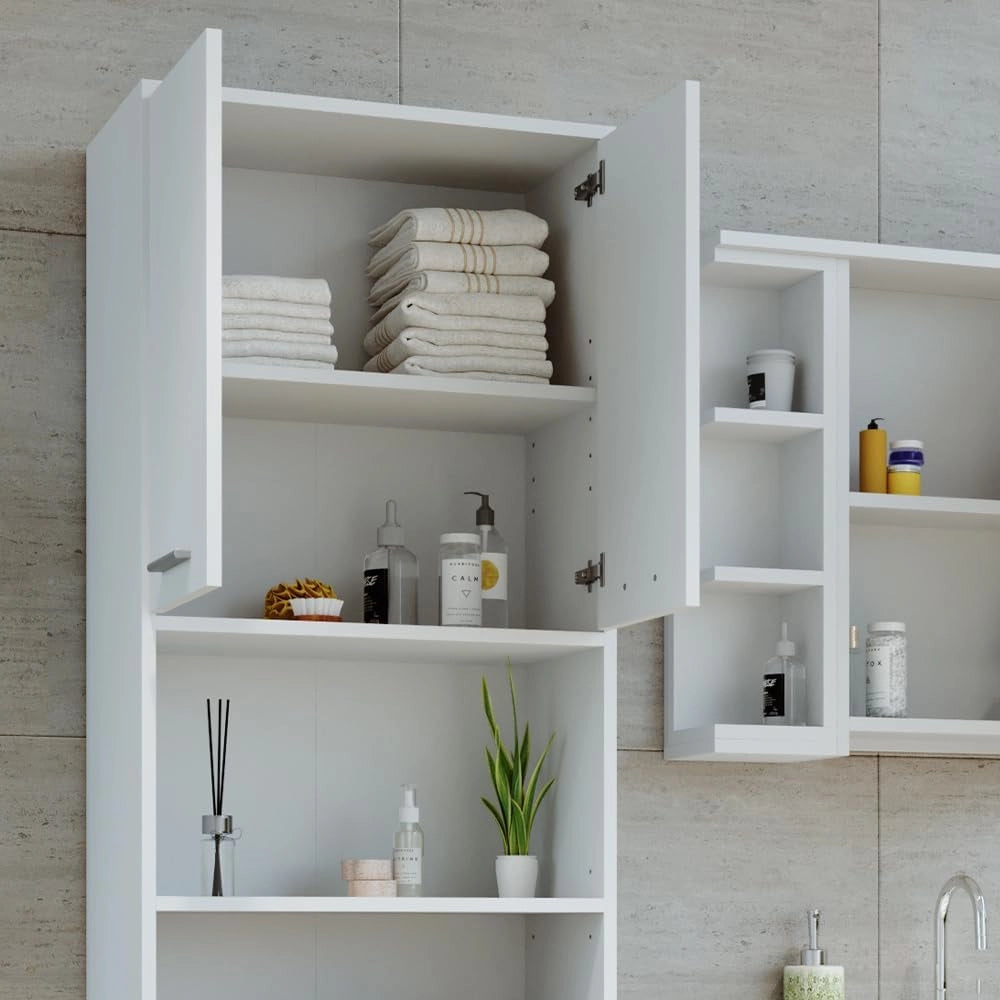 Mobile bagno alto Maris, Bianco, 56.1 x 190 cm Mobile da bagno, con ripiani regolabili in altezza per un utilizzo flessibile
