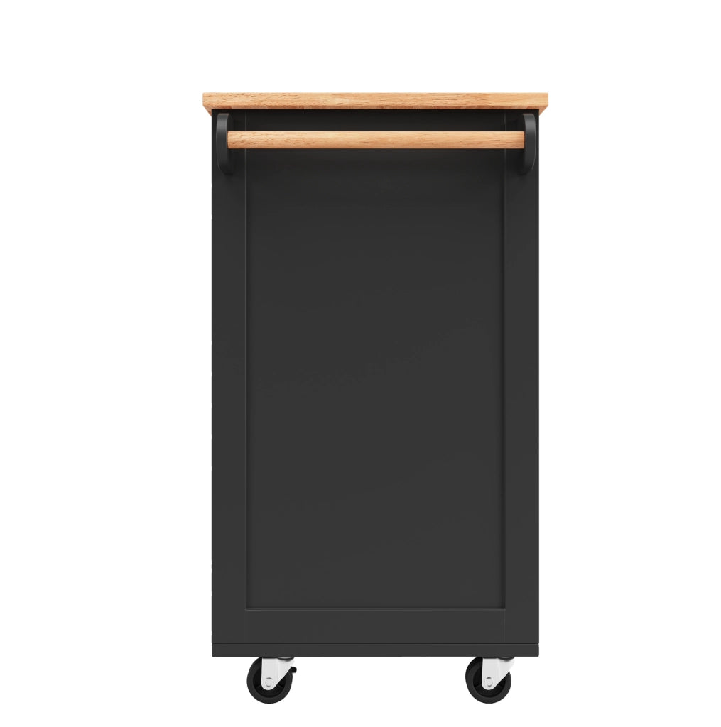 Isola da cucina mobile con portabottiglie, nera, 102×45×92 cm