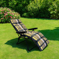 Marvin Sdraio da Giardino con Poggiapiedi Reclinabile Regolabile in 6 Posizioni Flock Poltrona c GIALLO/MARRONE SCOZZESE