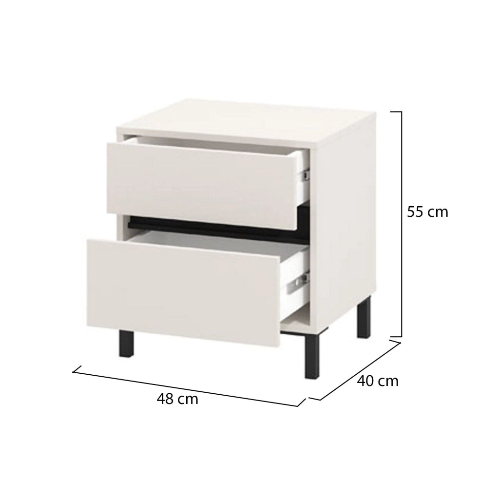 Combatte, Comodino un Ripiano, 48x40x55h cm Bianco