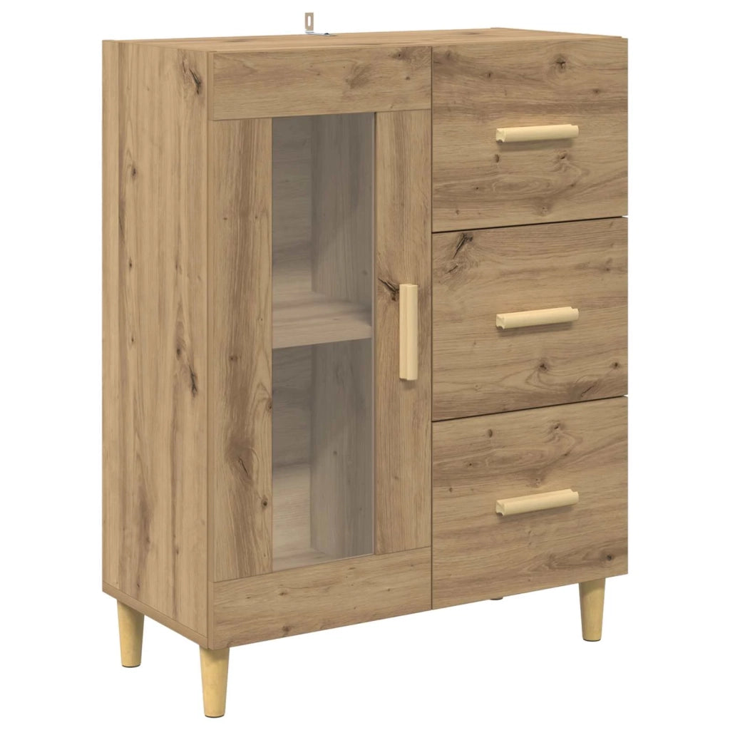 Credenza | Madia | Buffet da pranzo | Armadio da pranzo Rovere artigianale 69,5 x 34 x 90 cm Legno multistrato