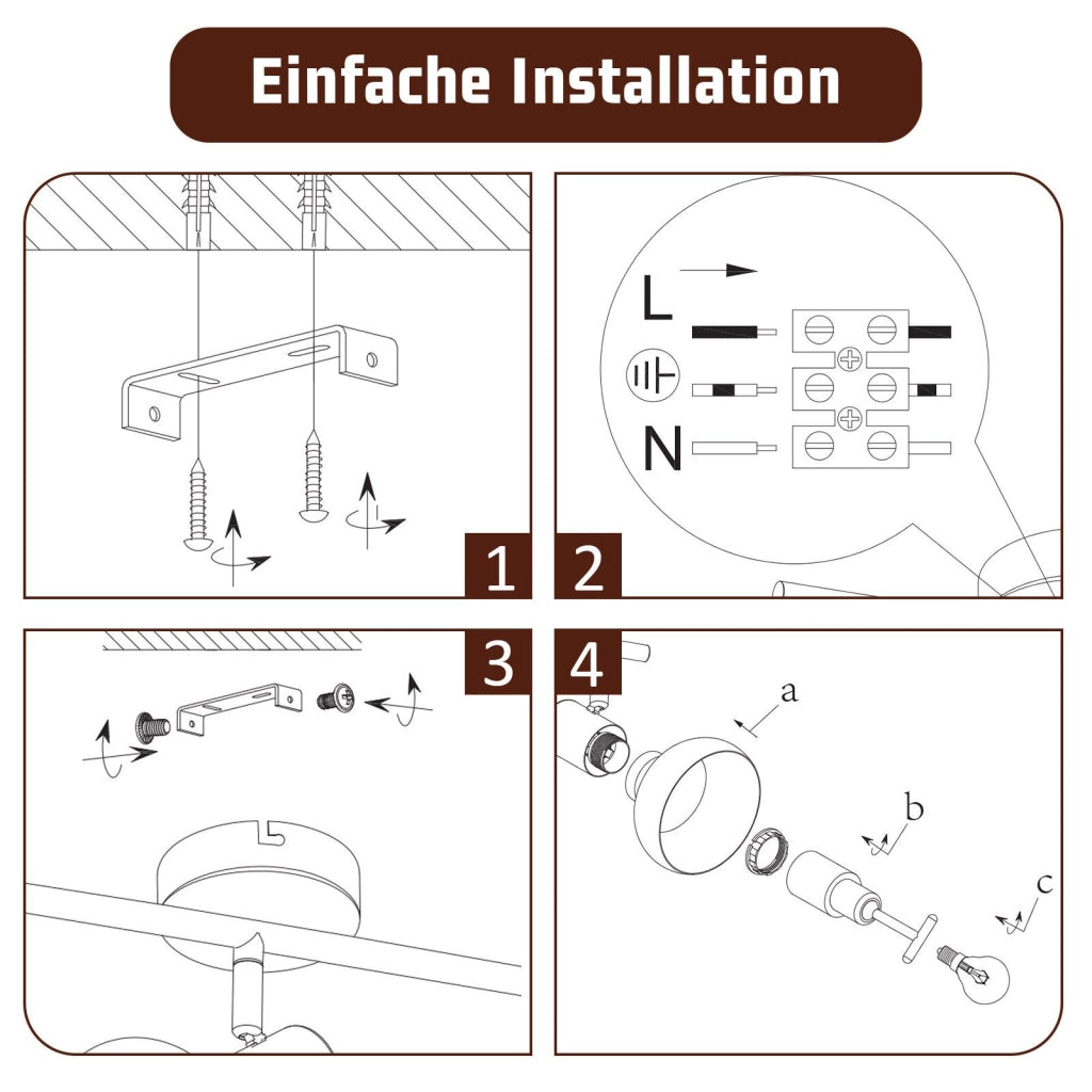 ZMH Faretto da soffitto LED neri E14 plafoniera orientabile 3 fiamme in metallo