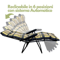Marvin Sdraio da Giardino con Poggiapiedi Reclinabile Regolabile in 6 Posizioni Flock Poltrona c GIALLO/MARRONE SCOZZESE