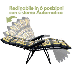 Marvin Sdraio da Giardino con Poggiapiedi Reclinabile Regolabile in 6 Posizioni Flock Poltrona c GIALLO/MARRONE SCOZZESE