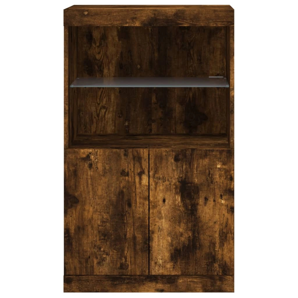 Credenza cassettiera armadio mobile contenitore organizer per cucina soggiorno salotto con luci LED 60,5 x 37 x 100 cm marrone 02_0029888